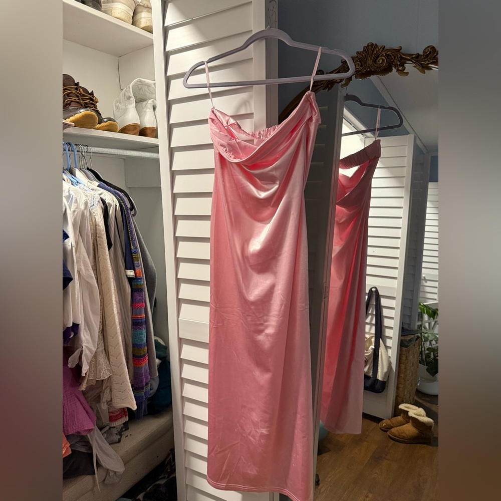 Elegant Pink Satin Slip Dress